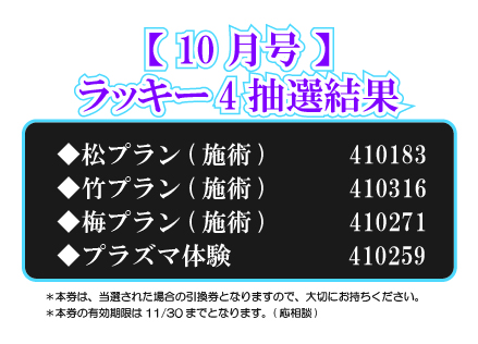 【ラッキー4抽選結果】