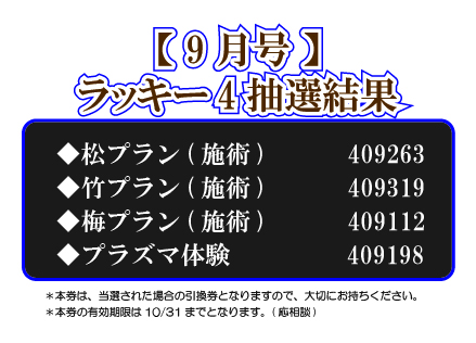 【ラッキー4抽選結果】